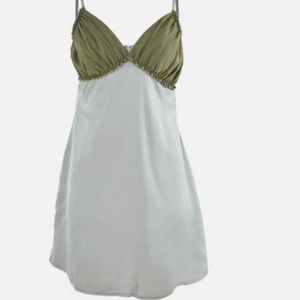 Petite Chiffon Bust Satin Slip Dress Khaki Missguided